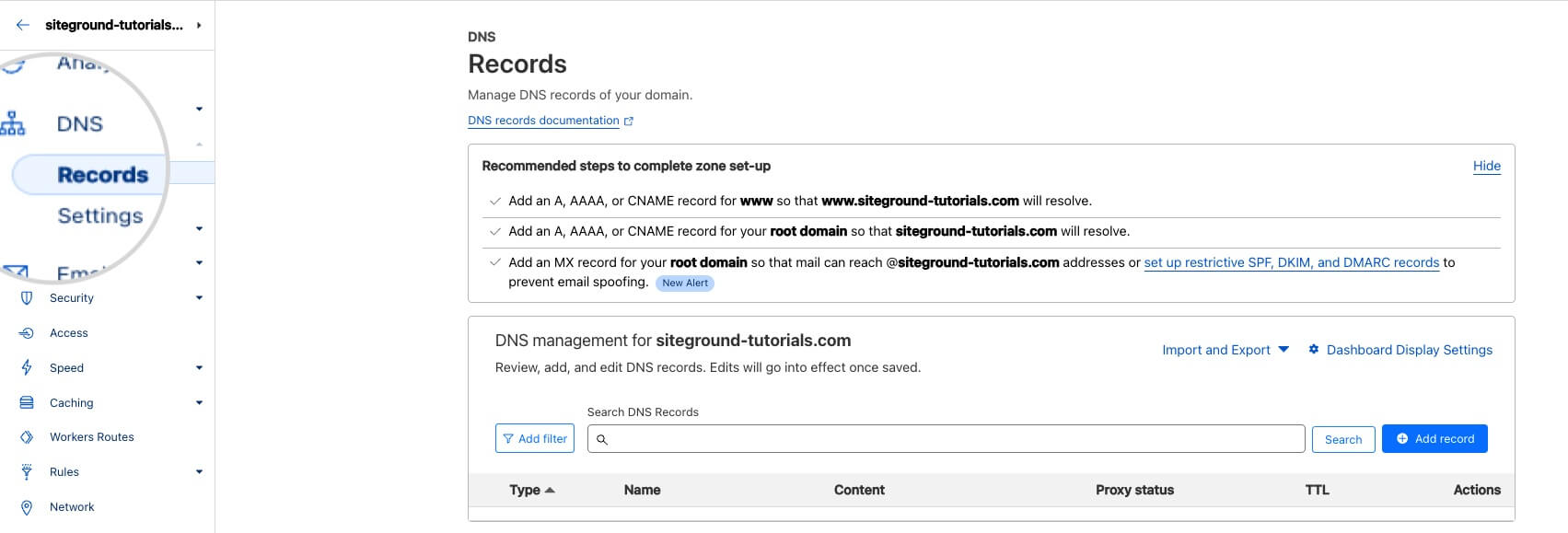 An external DNS zone editor to add an SPF record 