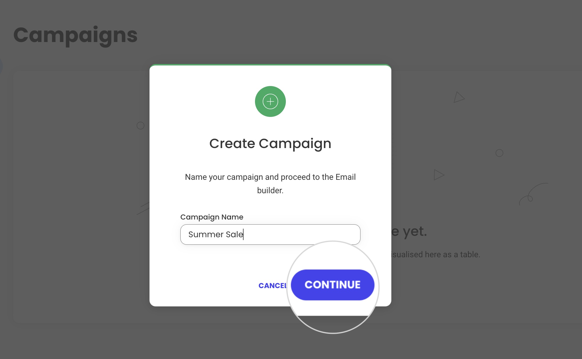 How to choose a name for a new campaign in Email Marketing