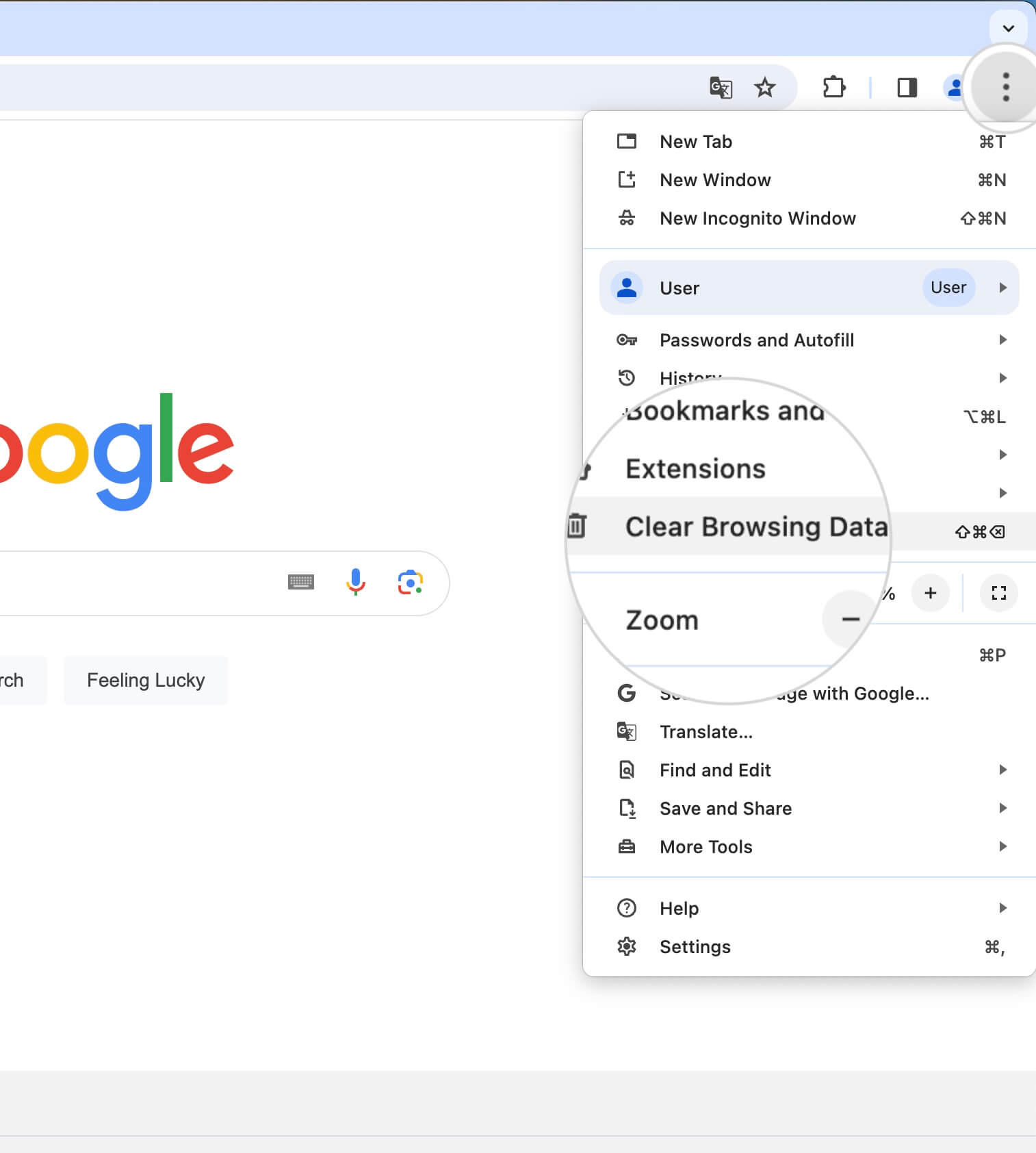 How to clear browsing data in Google Chrome