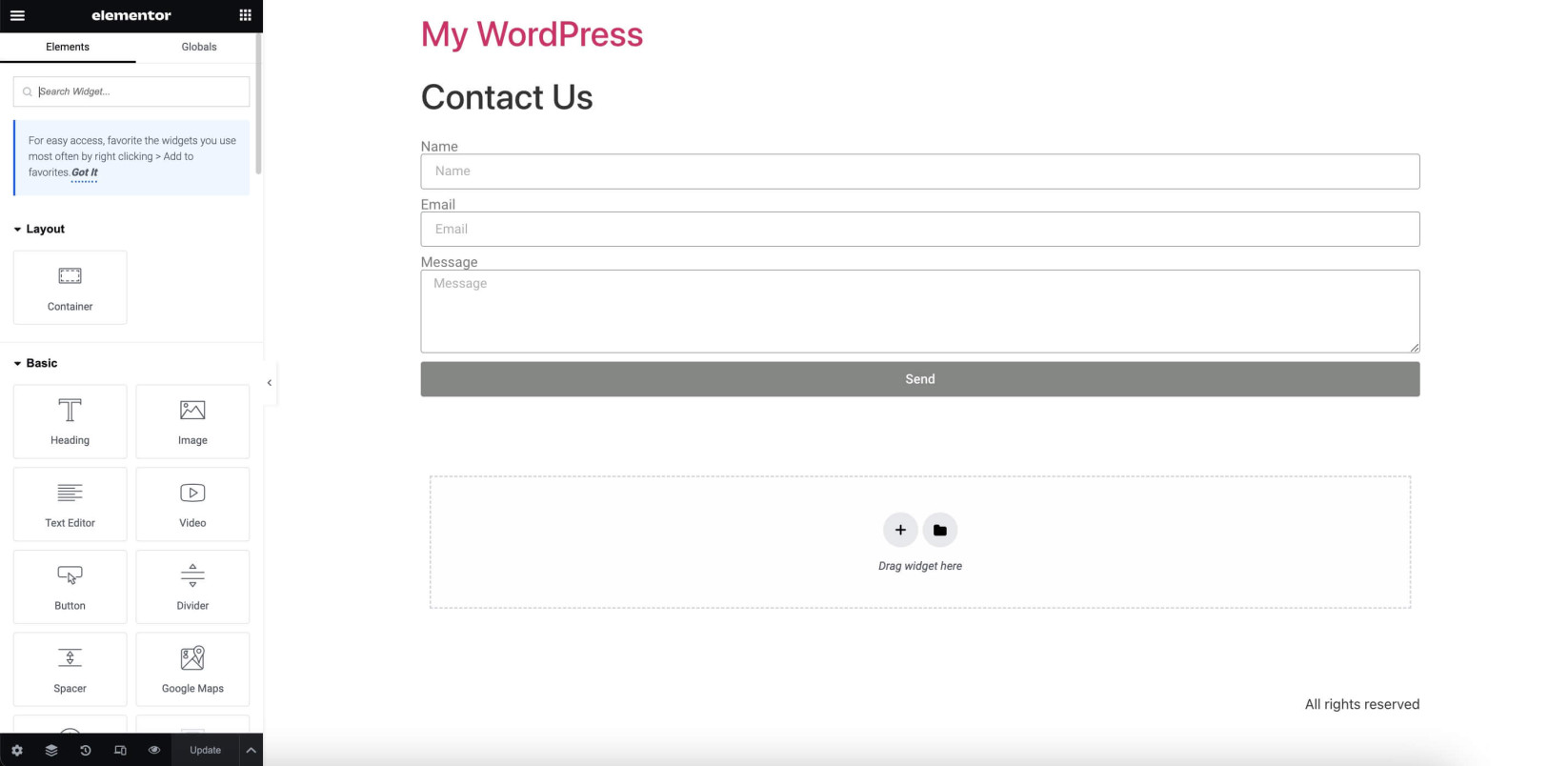 Screenshot showing an existing form to edit for integrating the two services