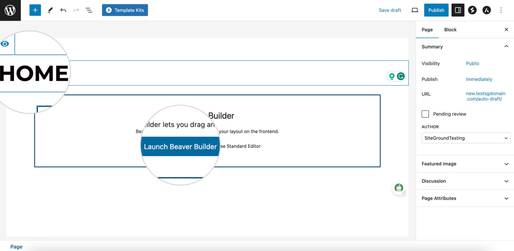 Screenshot showing how to launch Beaver Builder to change your WordPress homepage
