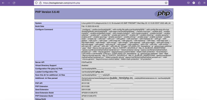 Screenshot showing how to find the path to the phpinfo file 