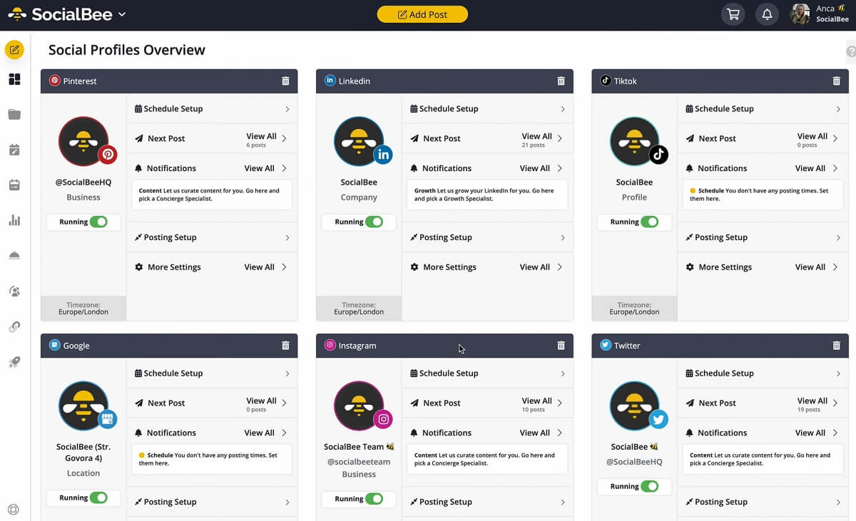 SocialBee Interface