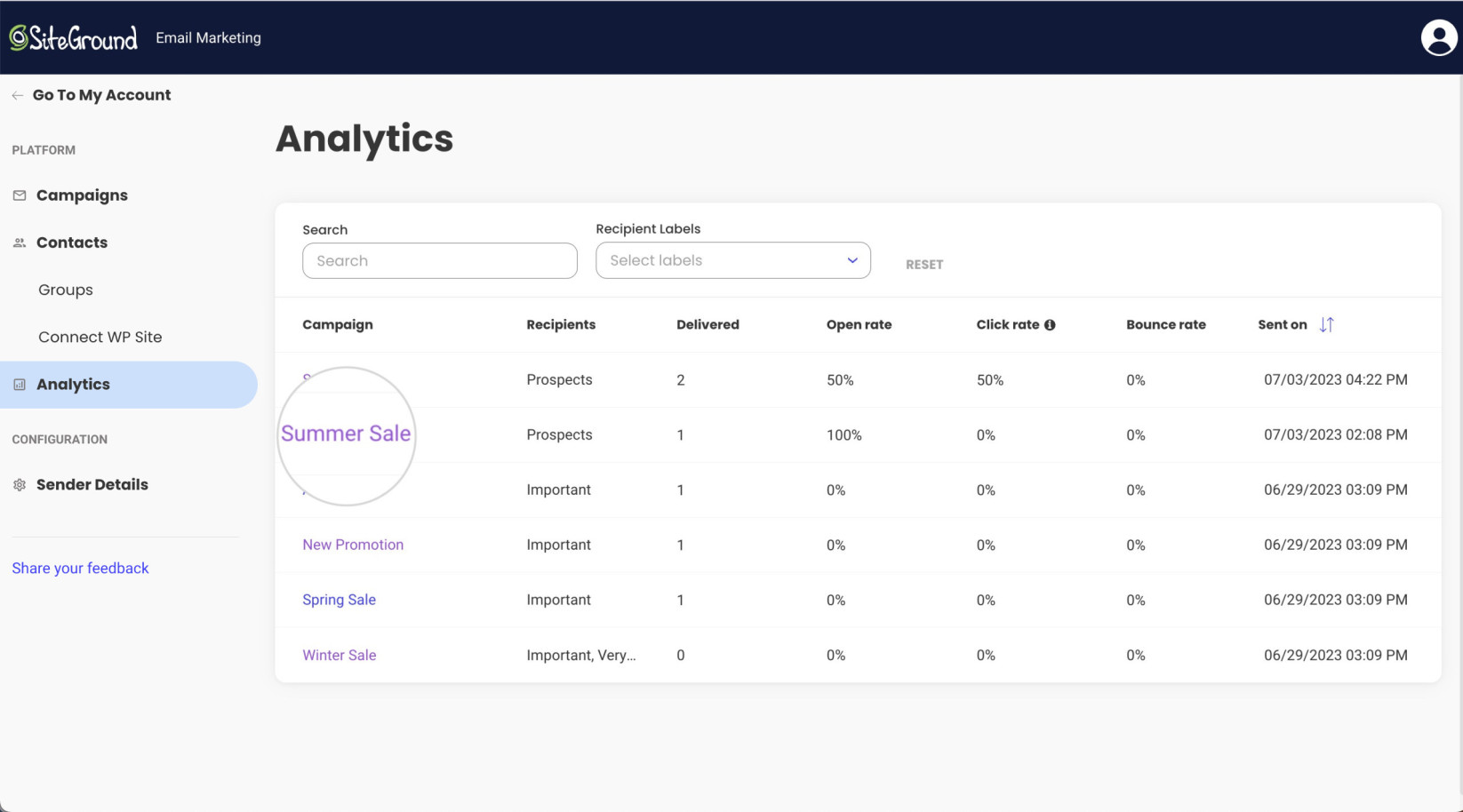 How to view a single campaign's performance in Email Marketing