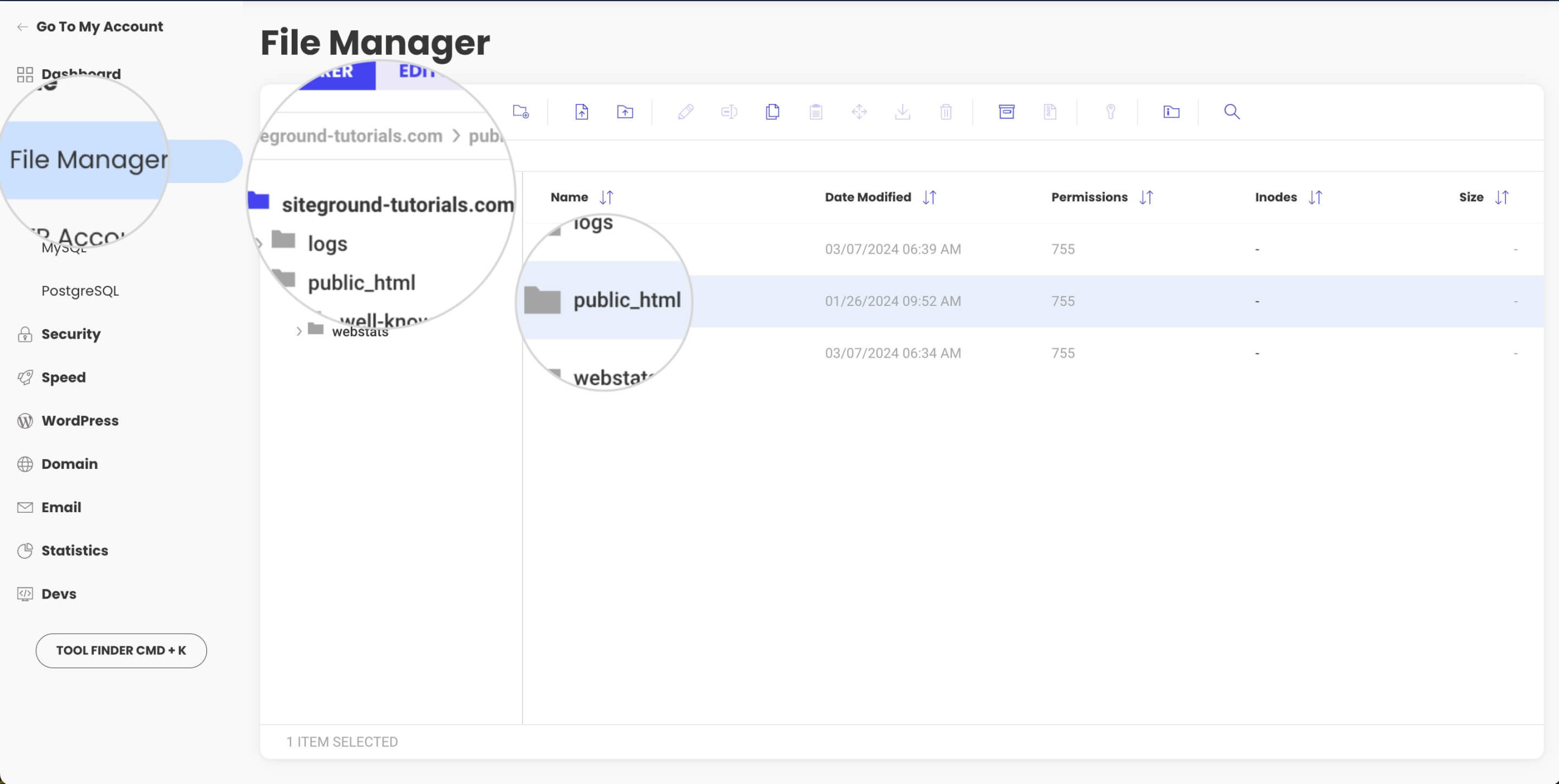 Website root folder containing .htaccess