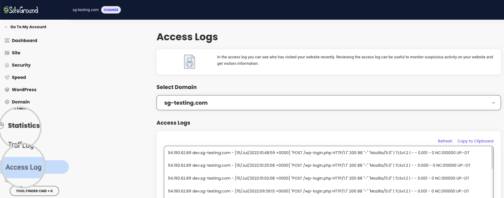 How can I retrieve the raw Apache access logs for the last 24 hours