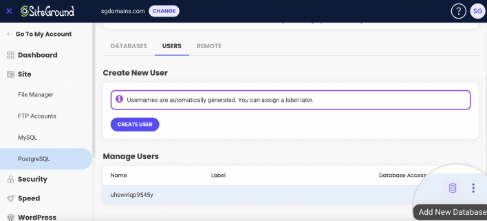 Add a new database to a Postgre user