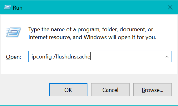 Clear DNS cache in Windows via Run