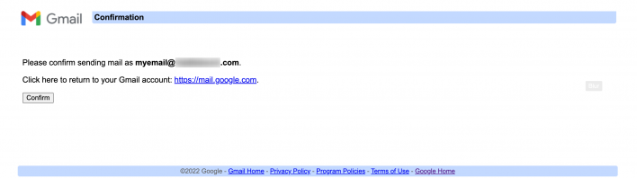 Confirmation for Gmail
