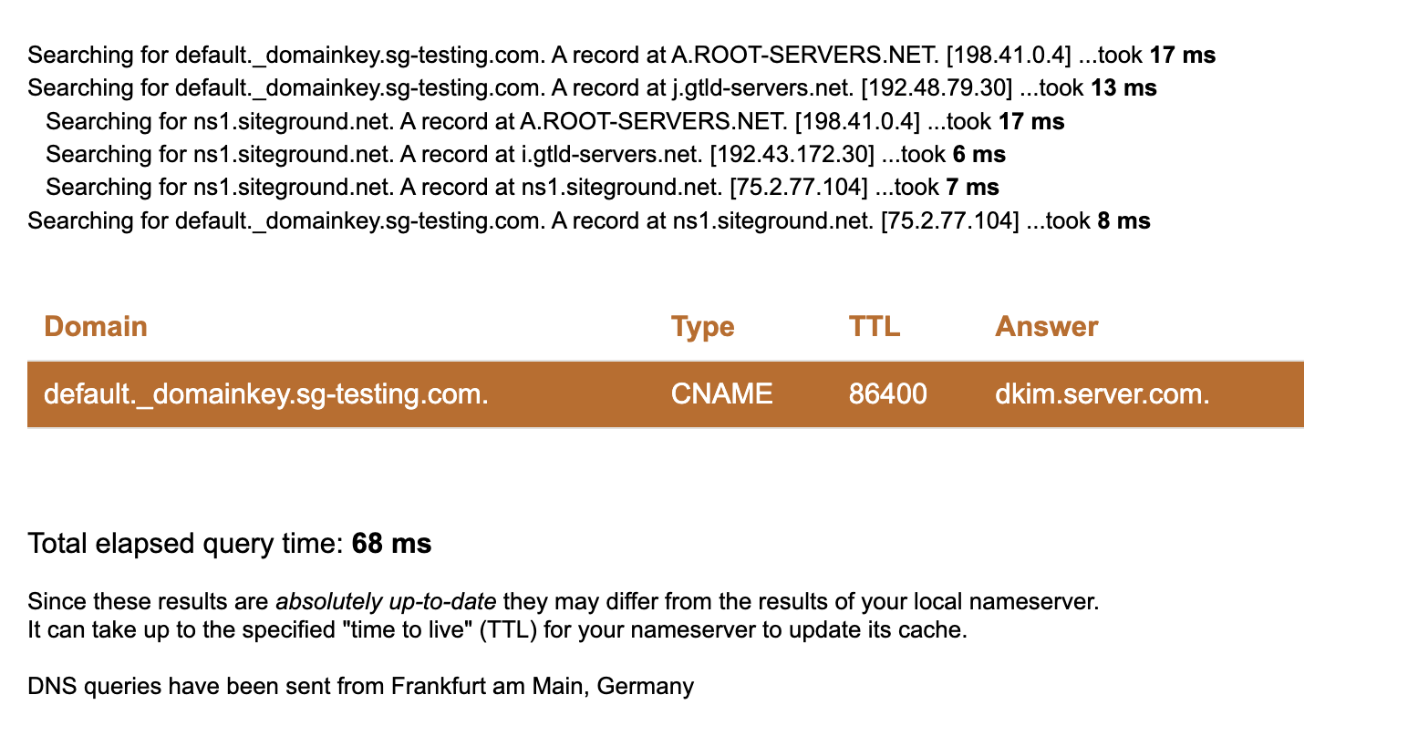 CNAME DKIM record appearing in DNS lookups