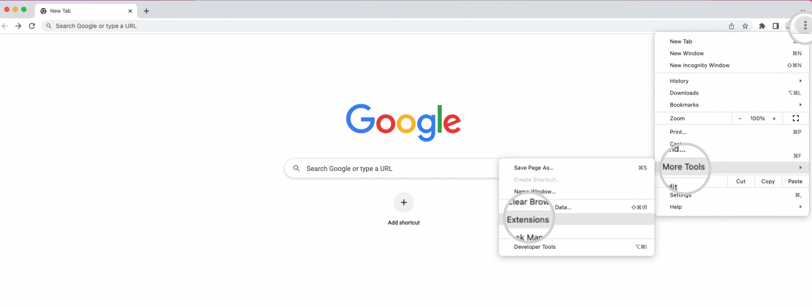 Extensions menu in Chrome