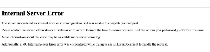 Generic page for "Internal Server Error" 