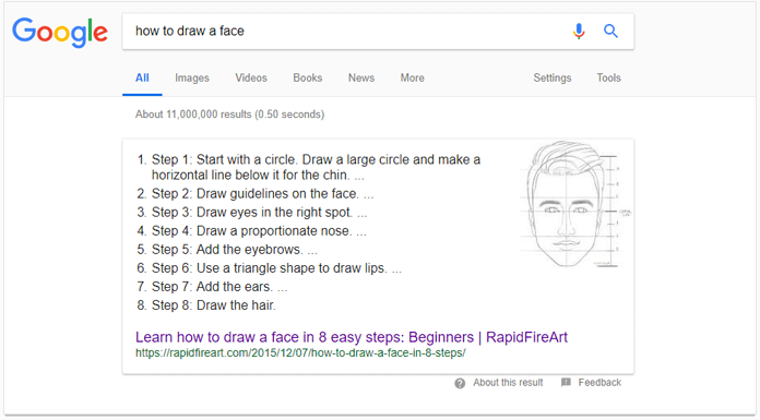 A featured snippet in search results