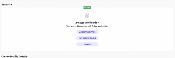 Options for 2-step verification