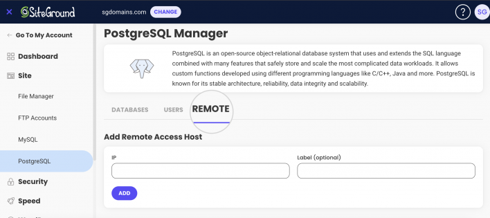 remote access Postgre SQL