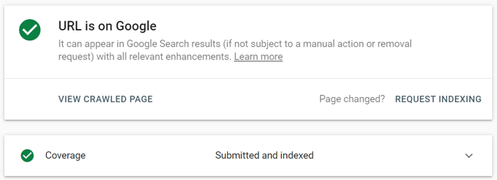 Request Indexing of an updated URL in Search Console