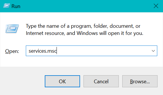 Run services.msc