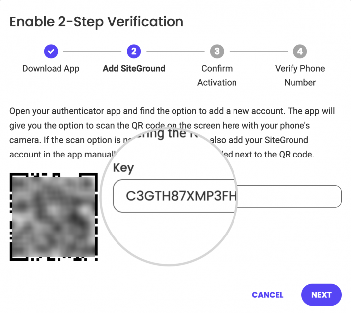 Enter verification key