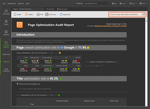 Quick customization of ready-made reports 